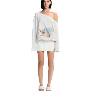 Ling Dress (White) – đầm lệch vai nữ tính và hiện đại