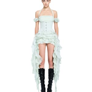 Đầm corset xanh mint tầng bèo quyến rũ